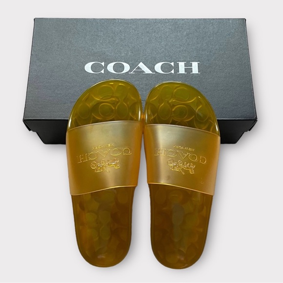 Coach Yellow Slides Size 7 Ulyssa Rubber Slide Buttercup - Picture 5 of 13